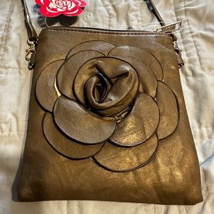 New small gray leather purse